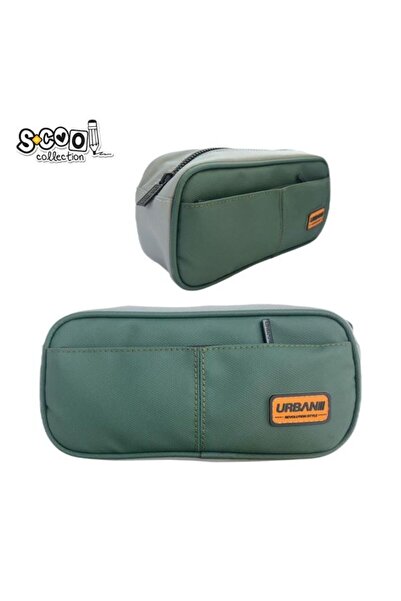 PlayFun SC2886 - Penar Borseta Urban, 2 Fermoare, Green, 21.5X6.5X10.5CM - S-...
