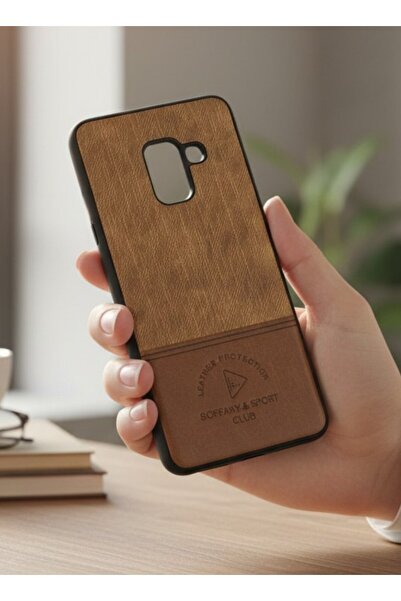 Samsung Galaxy A8 2018 (SM-A530F) Deri Baskı Kumaş Detay BTU Silikon Kapak