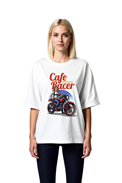 PayBuy Tricou supradimensionat pentru femei cu imprimeu Cafe Racer Motorcycle...