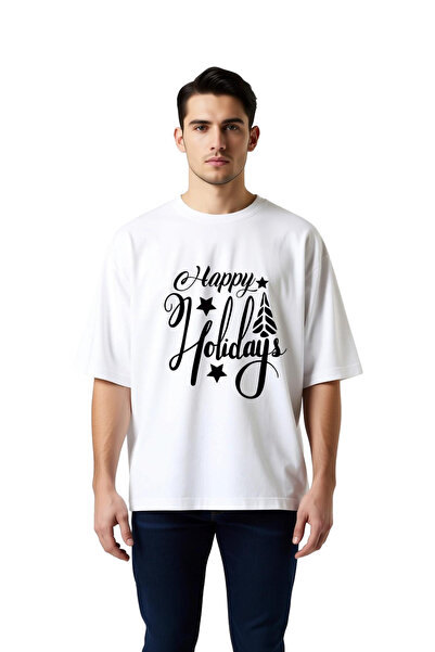 PayBuy Happy Holidays Themed Design Printed Men's Oversize T-Shirt