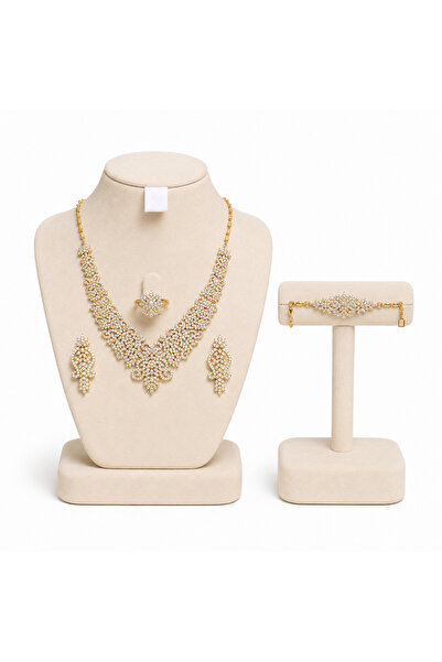 BELLA CİAO Gold-Tone Floral Crystal 4-Piece Jewelry Set