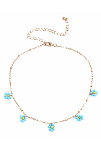 VeeShop Colier delicat si vesel, lantisor subtire cu floricele din margelute ...