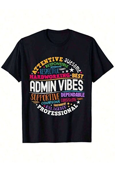 21JNRY Men's-Shirt Admin Vibes Text Design Work Casual Attire Office Professi...