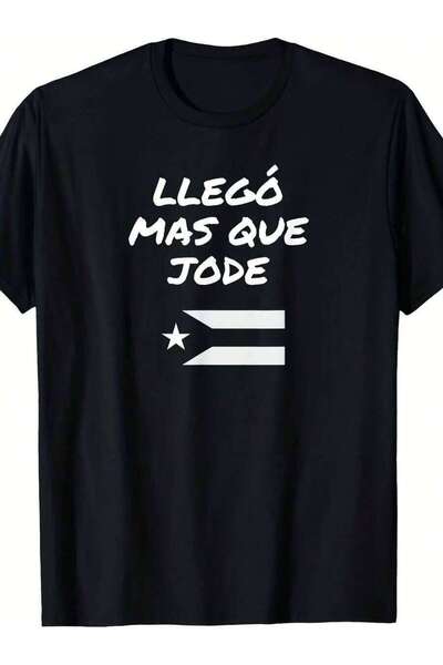 NOURAM Unisex Spanish Print-Shirt Llego El Mas Que (I'crazy One) - Black Vint...