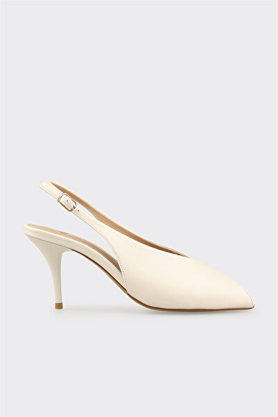 Elle Shoes Ekru Deri Kadın Klasik Ayakkabı