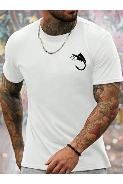 21JNRY Men's Short-Sleeve Patterned-Shirt, Fish-Shaped Design, Summer Choice,...