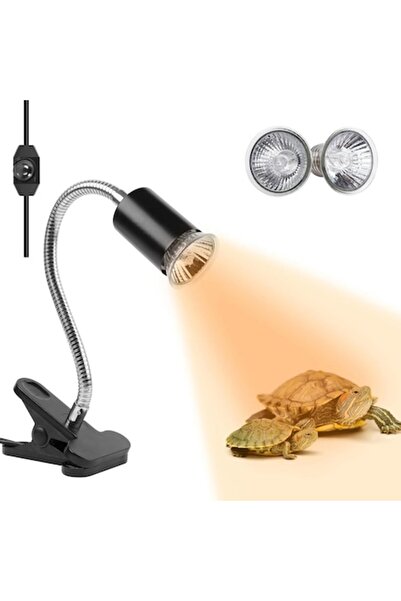 SINBINTA Lampă de căldură pentru reptile, SINBINTA, Cu 2 becuri (25W + 50W), ...