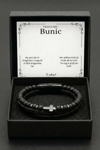 The Jewel Heart Brățară din Piele pentru Bărbați, cu Mesaj Personalizat, Cado...