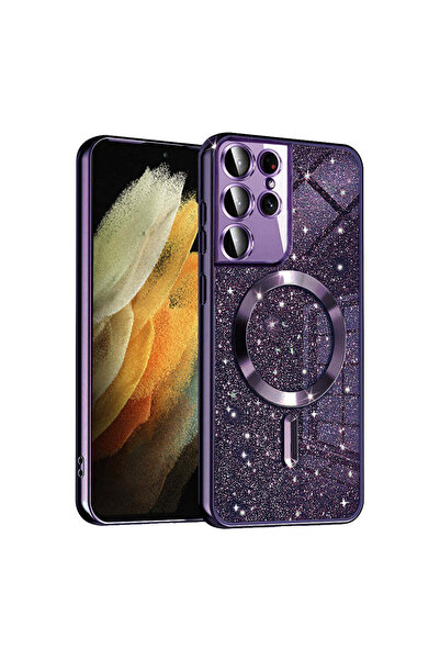 Techsuit Θήκη για Samsung Galaxy S21 Ultra 5G, Lux Glitter MagSafe, μπλε - μωβ