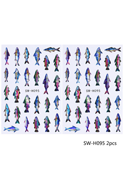 Choice SW-H095 2pcs 2pcs Laser Fish Nail Art Stickers Cartoon Ocean Fish Patt...