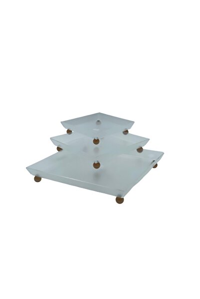 B&D Acrylic Square Tray Set – 3 Pieces Premium Clear Multipurpose Serving Tra...