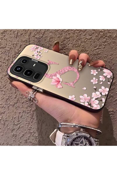 Hontinga Infinix Note 50 Pro 4g Compatible Silicone Edge Hard Back Case Couple Phone Case with Letter S Pattern