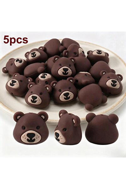 Choice 5pcs brown 5Pcs Silicone 3D Bear Beads For Jewelry Making DIY Creative...