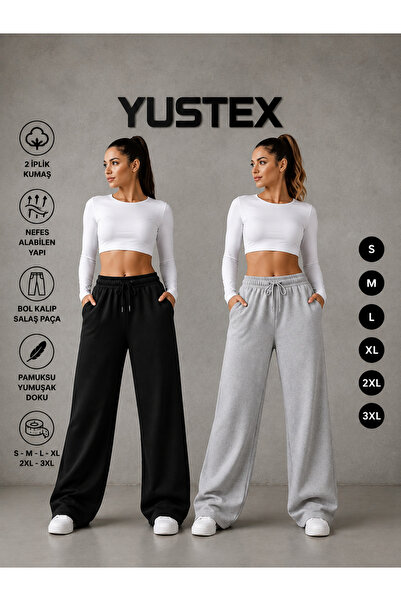 yx yustex sport 2-PAK ŽENSKA ODLAŽENA (CRNA I SIVA) TRENERKA SA ŠIROKIM NOŽIC...