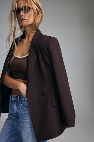 Stradivarius Düğmeli düz blazer ceket