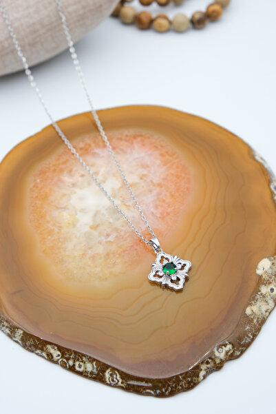 Serenite Collection Vertes Silver Color Zircon Necklace