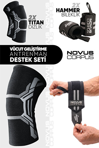 NOVUS CORPUS NO CO 2’li Fitness Destek Seti Spor Dizlik Knee Sleeve Wrist Wra...