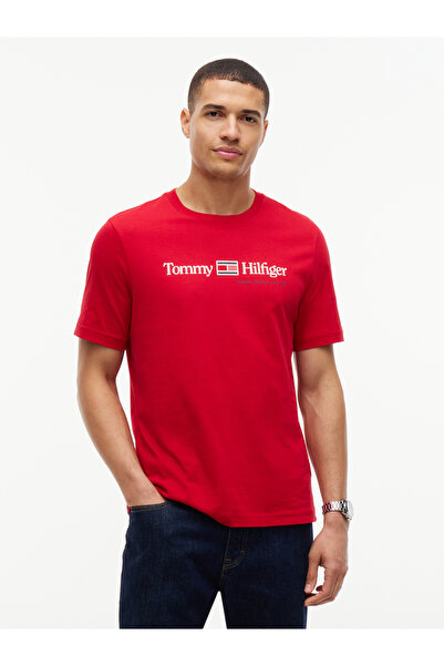 Tommy Hilfiger MW0MW44875 BRAND LOVE RWB Grafikus póló XLD Közepes Piros