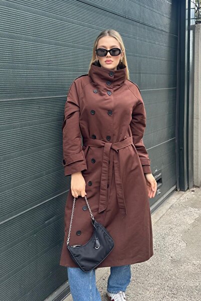 Helen Goods Yeni Sezon Dik Yaka Kadın Trençkot