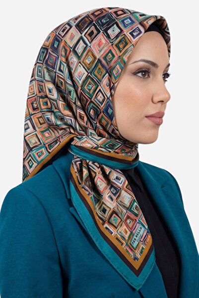 hadiora Women's Petrol Green Geometric Patterned Stitched Writing Cotton Casu...