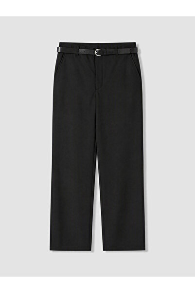 LC Waikiki Xside Black Beli Belt Pack Wide Leg Women's Trousers