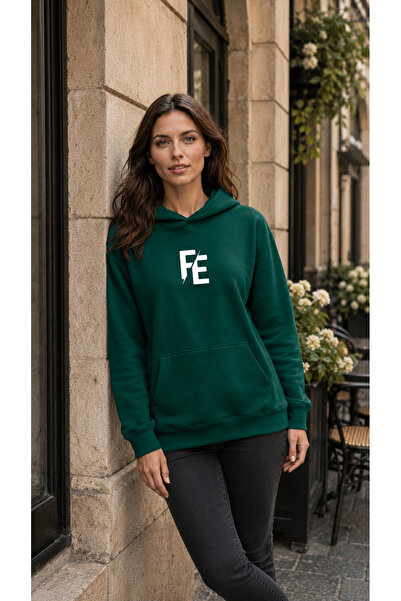 caddekombin Women's F and E Letter Printed Hooded Casual Basic Sweatshirt wit...