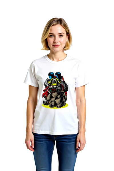PayBuy Women's Firefighter Profession Graphic Printed Retro Style Short Sleev...