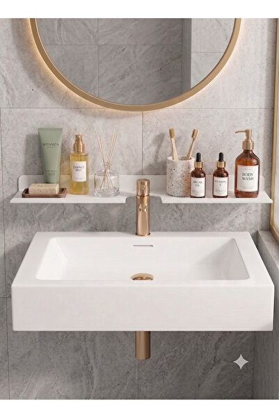 EVA METAL TASARIM Çok Amaçlı Lavabo Üzeri Düzenleyici, Banyo Rafı, Raf 60 Cm