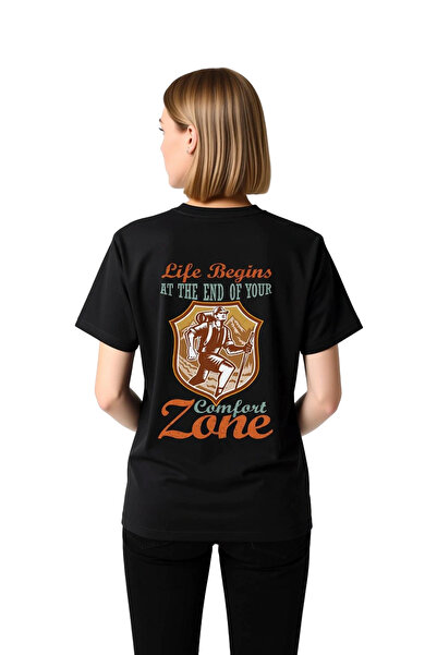PayBuy Women's Motivational Printed T-Shirt Comfort Zone Theme Retro Pattern ...