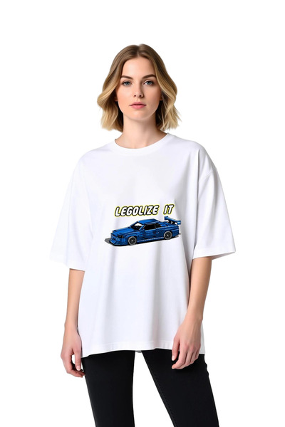 PayBuy Women's Oversize T-Shirt Lego Vehicle Printed Relaxed Fit Short Sleeve...