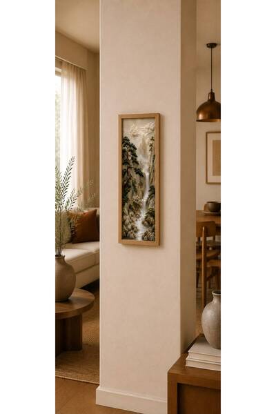 woodhomeworks Tek Parça Gerçek Ahşap dikey Panorama Çerçeveli Tablo