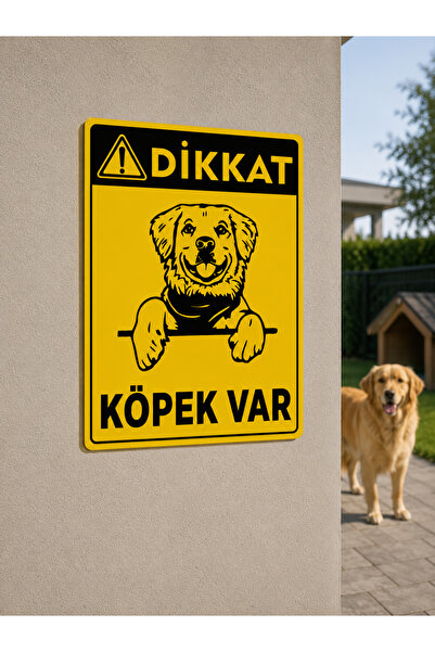 Dikkat Köpek Var Uyarı Levhası 25x35 cm – A Kalite PVC Dekota Dayanıklı İkaz Tabelası