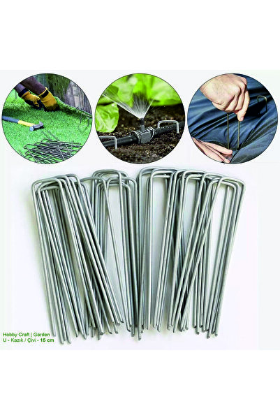 Sera Taban Örtü Çivisi , Malç Örtüsü Çivisi | 15 cm * 100 Adet U - Kazık | 4 mm Galvanizli Paslanmaz | Don Örtüsü , Agro Tekstil, Yer Örtüsü ve Peyzaj Kumaşı , Çadır Sabitleme Kazığı