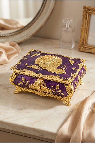 RASHA COLLECTION صندوق تخزين مجوهرات مزخرف بتصميم ورود عتيقة