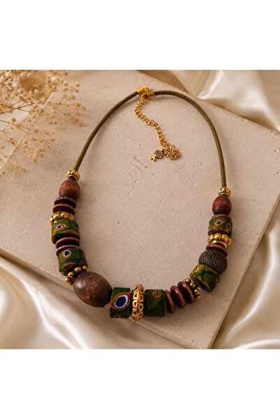 azra takı tasarım Handmade Authentic Bohemian Green and Colorful Women's Shor...