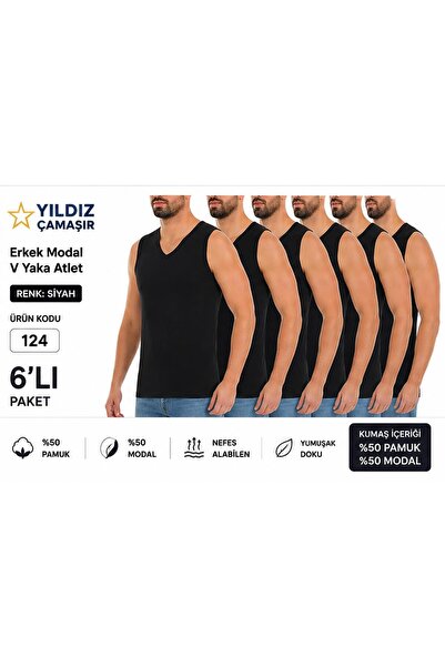 Yıldız Çamaşır Men's Summer Super Thin V-Neck Zero Sleeve Modal Undershirt (1...