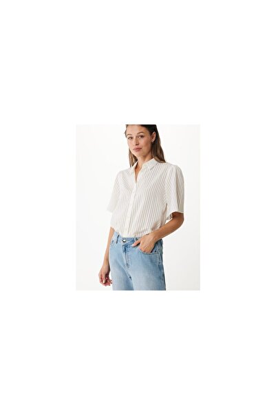 MEXX Κοντομάνικο Γυναικείο Πουκάμισο Off White, Εκρου