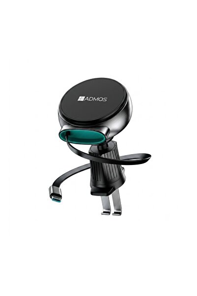 ADMOS شاحن سيارة لاسلكي مغناطيسي وحامل هاتف مع كابل USB-C