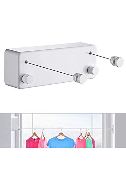 STARSTAR Retractable clothesline, double rope, 4.2 meters, white.