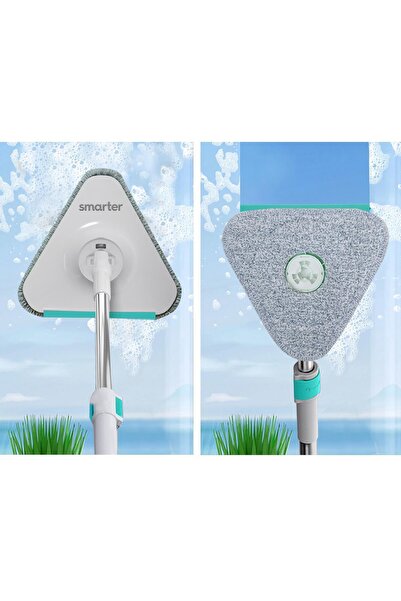 SMARTER Aqua Master Üçgen Aparat ve Premium Mikrofiber Bez 3’Lü 40x40 Hediyeli Temiz & Kirli Su Ayırma Temizlik Seti Paspas