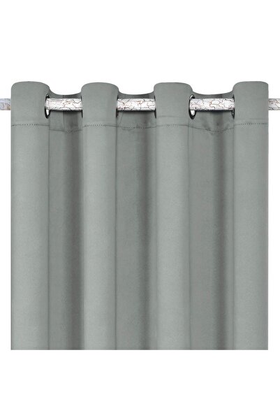 OEM Perdea decorativă gri cu inele, 140 x 140 cm - Material din poliester pen...