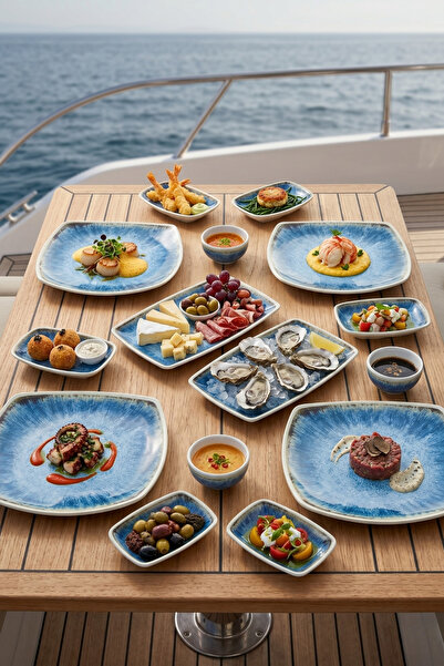 Happy Chef Blue Iris 16 Parça Yemek Takımı, Thermoset Melamin