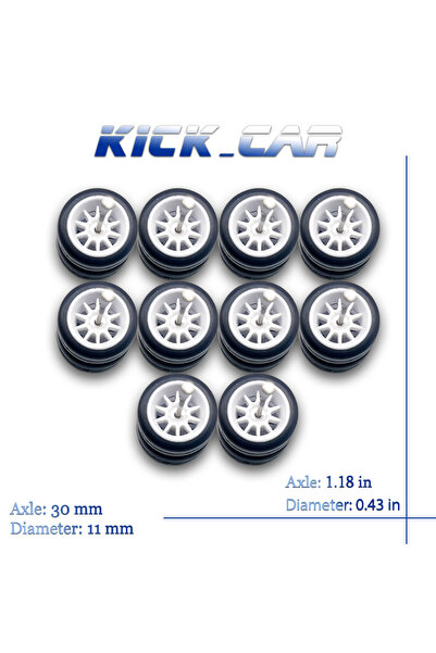 Choice7 MMW77 1/64 Wheels with Fixed Tires Ten Spoke for Toy Model Diecast Ca...