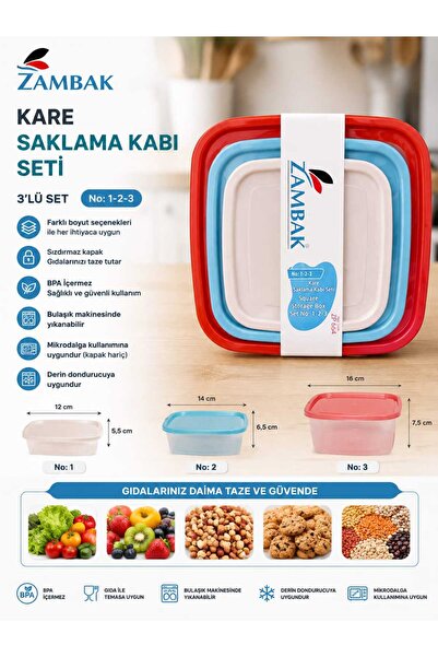 KARE SAKLAMA KABI 3 LÜ SET