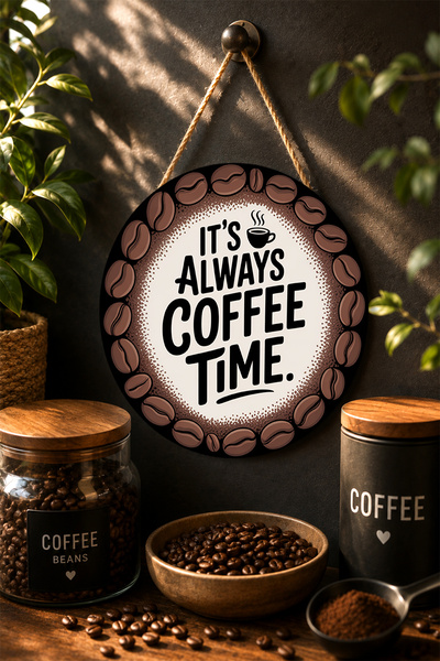 Mayeka Este întotdeauna ora cafelei Masa rotundă din MDF cu boabe de cafea
