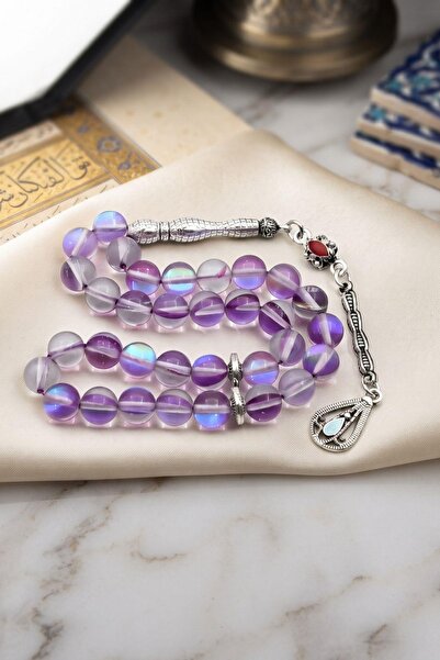 Prestige Thermal Quartz Stone 33 Prayer Beads with Metal Tassel 8mm Sphere Cu...