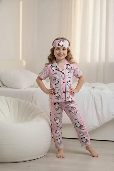 LOFİ KİDS Soft Colorful Patterned Bamboo Front Buttoned Eye Patched Short Sle...