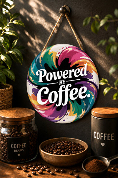 Mayeka Alimentat de cafea - Masă rotundă din MDF, abstractă, colorată, maro