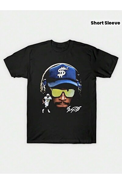 2BIR Men's Shedeur Sanders Signature T-Shirt - Heavyweight 180gsm Cotton Retr...