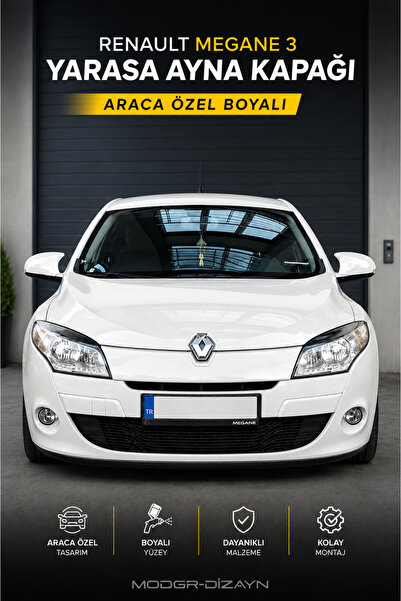 ModGR-Dizayn RENAULT MEGANE 3 ARACA ÖZEL BOYALI YARASA AYNA KAPAĞI A+ BEYAZ
